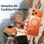 غطاء هاتف مقاوم للصدمات مغناطيسي مع حامل دوار 360 مصنوع من TPU مع كيس هوائي مفرغ + أكريليك، لهواتف iPhone 17 Pro Max، iPhone 17 Pro، iPhone 17