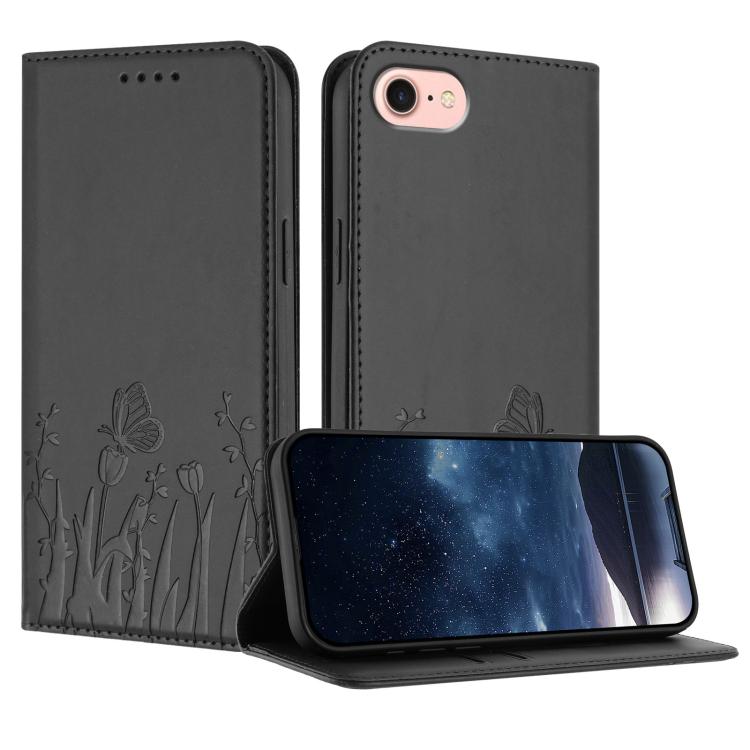 Tulips Butterfly Pattern Magnetic Vegan Leather Phone Case, For iPhone 17e / 16e, For iPhone 17 Pro Max, For iPhone 17 Pro, For iPhone 17