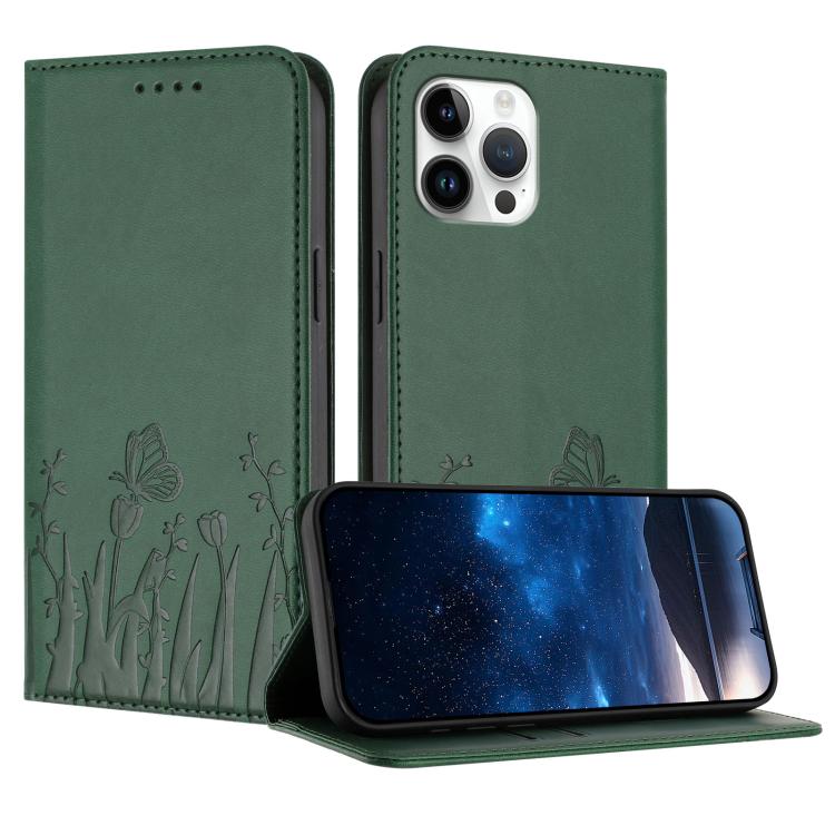 Tulips Butterfly Pattern Magnetic Vegan Leather Phone Case, For iPhone 13, For iPhone 13 mini, For iPhone 12 / 12 Pro, For iPhone 12 Pro Max