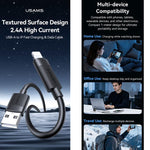 USAMS SJ778 U94 USB to 8pin 2.4A Fast Charging Data Cable, USB to 8pin