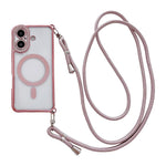Rhinestone Clear Acrylic Electroplated Magnetic Phone Case with Right-Side Crossbody Lanyard, For iPhone 17 Pro Max, For iPhone 17 Pro, For iPhone 17, For iPhone Air, For iPhone 16 Pro Max, For iPhone 16 Pro, For iPhone 16 Plus, For iPhone 16          ...