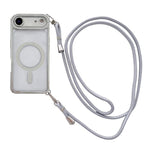 Rhinestone Clear Acrylic Electroplated Magnetic Phone Case with Right-Side Crossbody Lanyard, For iPhone 17 Pro Max, For iPhone 17 Pro, For iPhone 17, For iPhone Air, For iPhone 16 Pro Max, For iPhone 16 Pro, For iPhone 16 Plus, For iPhone 16          ...