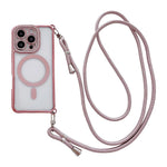 Rhinestone Clear Acrylic Electroplated Magnetic Phone Case with Right-Side Crossbody Lanyard, For iPhone 17 Pro Max, For iPhone 17 Pro, For iPhone 17, For iPhone Air, For iPhone 16 Pro Max, For iPhone 16 Pro, For iPhone 16 Plus, For iPhone 16          ...