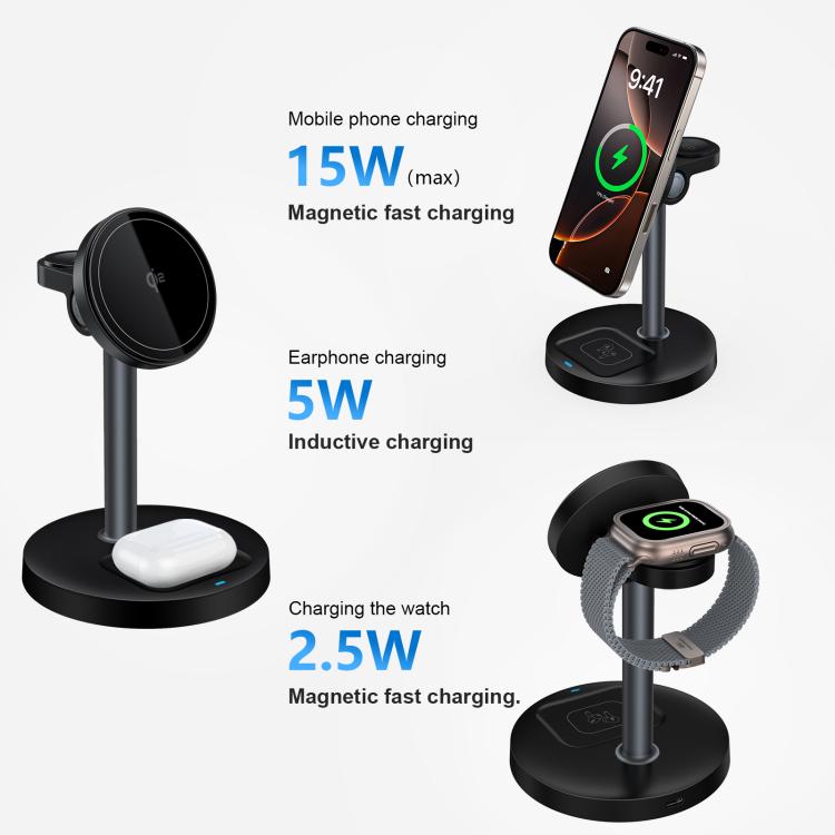 Q11 20W 3 in 1 Multifunctional Magnetic Wireless Charger
