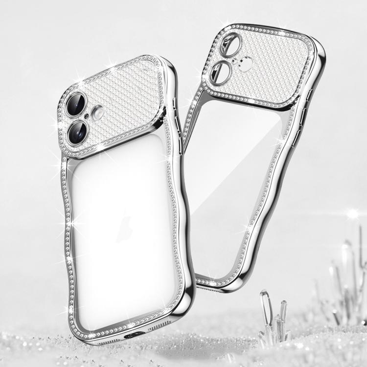 Wave Twisting Star Diamond Shockproof Electroplate TPU Phone Case, For iPhone 17 Pro Max, For iPhone 17 Pro, For iPhone 17, For iPhone 16 Pro Max, For iPhone 16 Pro, For iPhone 16
