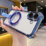 Crystal Shield Ring Holde TPU + Acrylic Magnetic Phone Case, For iPhone 17 Pro Max, For iPhone 17 Pro, For iPhone 17, For iPhone Air, For iPhone 16 Pro Max, For iPhone 16 Pro