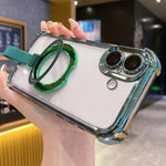 Crystal Shield Ring Holde TPU + Acrylic Magnetic Phone Case, For iPhone 17 Pro Max, For iPhone 17 Pro, For iPhone 17, For iPhone Air, For iPhone 16 Pro Max, For iPhone 16 Pro