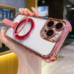 Crystal Shield Ring Holde TPU + Acrylic Magnetic Phone Case, For iPhone 17 Pro Max, For iPhone 17 Pro, For iPhone 17, For iPhone Air, For iPhone 16 Pro Max, For iPhone 16 Pro