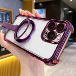 Crystal Shield Ring Holde TPU + Acrylic Magnetic Phone Case, For iPhone 17 Pro Max, For iPhone 17 Pro, For iPhone 17, For iPhone Air, For iPhone 16 Pro Max, For iPhone 16 Pro