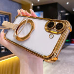 Crystal Shield Ring Holde TPU + Acrylic Magnetic Phone Case, For iPhone 16 Plus, For iPhone 16, For iPhone 15 Pro Max, For iPhone 15 Pro, For iPhone 15 Plus, For iPhone 15