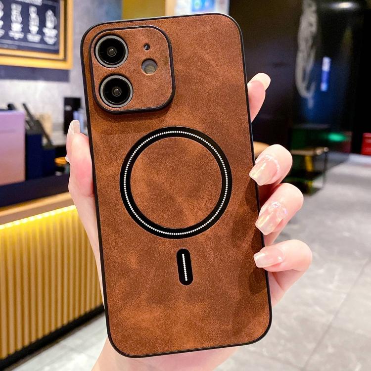 غطاء هاتف مغناطيسي من الجلد الصناعي بنمط جلد الحمل، لهواتف iPhone 11، iPhone 11 Pro