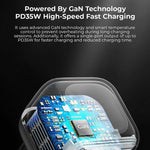 شاحن سفر GaN 3 في 1 Havit UC250 35 واط مع كابل Type-C قابل للسحب، UC250 (قابس المملكة المتحدة)