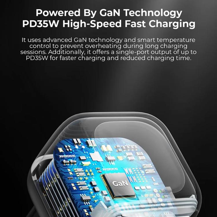 شاحن سفر GaN 3 في 1 Havit UC250 35 واط مع كابل Type-C قابل للسحب، UC250 (قابس المملكة المتحدة)