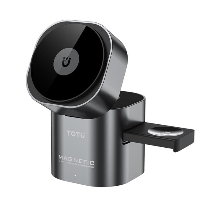 TOTU CW-10-W Wireless Charging Station 3 in 1 Rotating Magnetic Charger Dock for Phone Earbuds Watch, CW-10-W