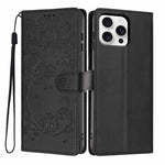 غطاء هاتف من الجلد النباتي بنقشة قطة الشجرة مع غطاء قابل للطي، لهواتف iPhone 16 Pro، iPhone 16 Plus، iPhone 16، iPhone 15 Pro Max، iPhone 15 Pro، iPhone 15 Plus