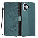 غطاء هاتف من الجلد النباتي بنقشة قطة الشجرة مع غطاء قابل للطي، لهواتف iPhone 16 Pro، iPhone 16 Plus، iPhone 16، iPhone 15 Pro Max، iPhone 15 Pro، iPhone 15 Plus