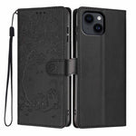 غطاء هاتف من الجلد النباتي بنقش قطة الشجرة وقلب قابل للطي، لهواتف iPhone 15، iPhone 14 Plus، iPhone 14، iPhone 14 Pro، iPhone 14 Pro Max، iPhone 13 Pro Max