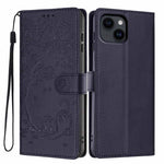 غطاء هاتف من الجلد النباتي بنقش قطة الشجرة وقلب قابل للطي، لهواتف iPhone 15، iPhone 14 Plus، iPhone 14، iPhone 14 Pro، iPhone 14 Pro Max، iPhone 13 Pro Max