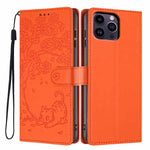 غطاء هاتف من الجلد النباتي بنقش قطة الشجرة وقلب قابل للطي، لهواتف iPhone 15، iPhone 14 Plus، iPhone 14، iPhone 14 Pro، iPhone 14 Pro Max، iPhone 13 Pro Max