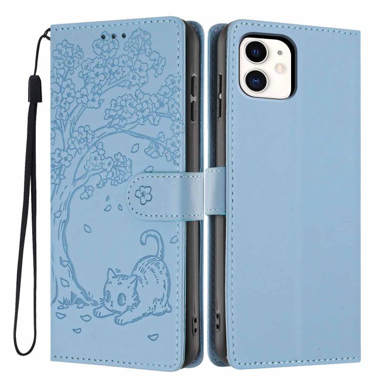Tree Cat Embossed Flip Vegan Leather Phone Case, For iPhone 11 Pro Max, For iPhone 11, For iPhone 11 Pro