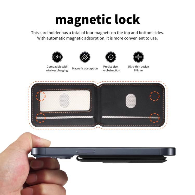 ESEBLE S2 Faux Leather Texture Magnetic RFID Mobile Phone Card Slots Holder