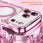 Wavy Frame Star Diamond Electroplate TPU Glitter Magnetic Phone Case, For iPhone 17 Pro Max, For iPhone 17 Pro, For iPhone 17, For iPhone 16 Pro Max, For iPhone 16 Pro, For iPhone 16