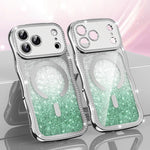 Wavy Frame Star Diamond Electroplate TPU Glitter Magnetic Phone Case, For iPhone 17 Pro Max, For iPhone 17 Pro, For iPhone 17, For iPhone 16 Pro Max, For iPhone 16 Pro, For iPhone 16