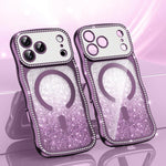 Wavy Frame Star Diamond Electroplate TPU Glitter Magnetic Phone Case, For iPhone 17 Pro Max, For iPhone 17 Pro, For iPhone 17, For iPhone 16 Pro Max, For iPhone 16 Pro, For iPhone 16