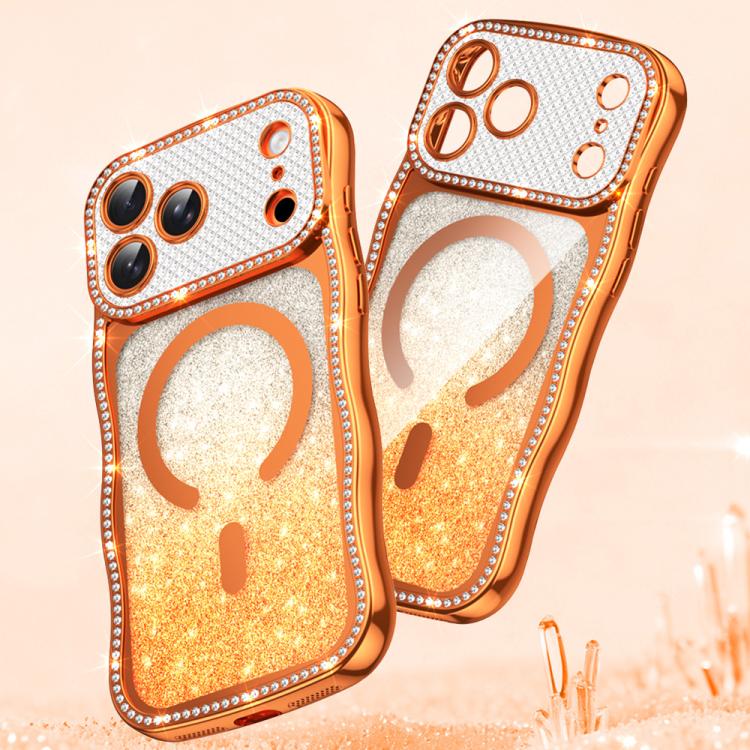 Wavy Frame Star Diamond Electroplate TPU Glitter Magnetic Phone Case, For iPhone 17 Pro Max, For iPhone 17 Pro, For iPhone 17, For iPhone 16 Pro Max, For iPhone 16 Pro, For iPhone 16