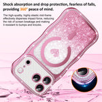 Wavy Frame Star Diamond Electroplate TPU Glitter Heart Magnetic Phone Case, For iPhone 17 Pro Max, For iPhone 17 Pro, For iPhone 17, For iPhone 16 Pro Max, For iPhone 16 Pro, For iPhone 16