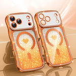 Wavy Frame Star Diamond Electroplate TPU Glitter Heart Magnetic Phone Case, For iPhone 17 Pro Max, For iPhone 17 Pro, For iPhone 17, For iPhone 16 Pro Max, For iPhone 16 Pro, For iPhone 16