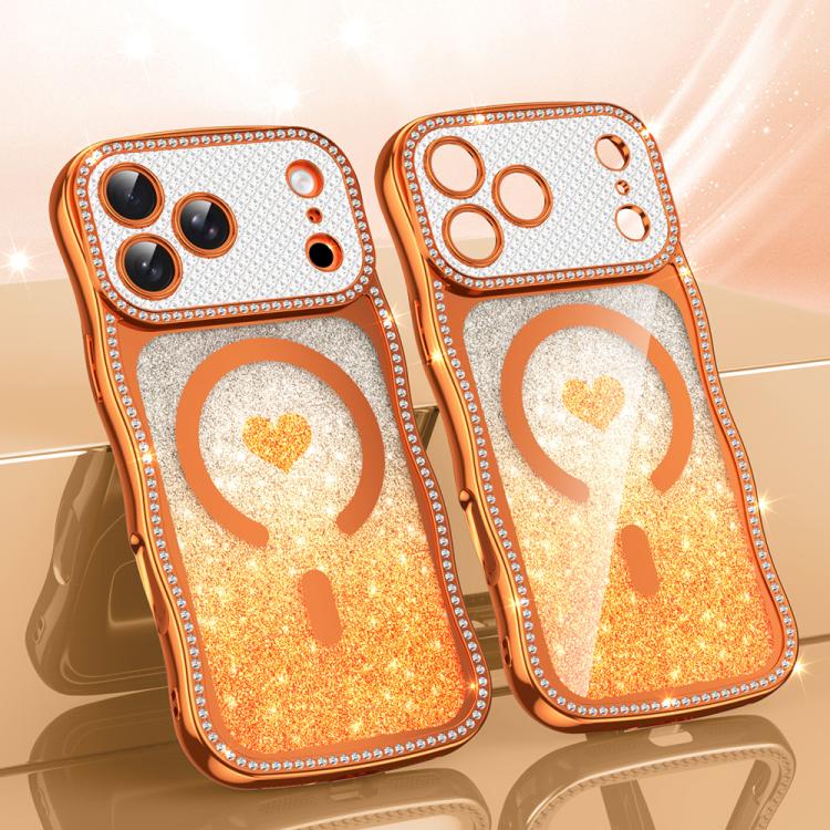 Wavy Frame Star Diamond Electroplate TPU Glitter Heart Magnetic Phone Case, For iPhone 17 Pro Max, For iPhone 17 Pro, For iPhone 17, For iPhone 16 Pro Max, For iPhone 16 Pro, For iPhone 16