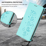 Cute Cats Embossed Magnetic RFID Vegan Leather Phone Case, For iPhone Air, For iPhone 16 Pro Max, For iPhone 16 Pro, For iPhone 16 Plus