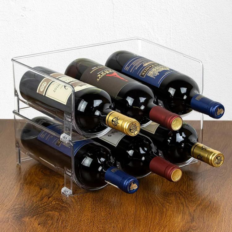 Refrigerator Beverage Organizer Storage Rack Food Grade PET Clear Wine Storage Stand