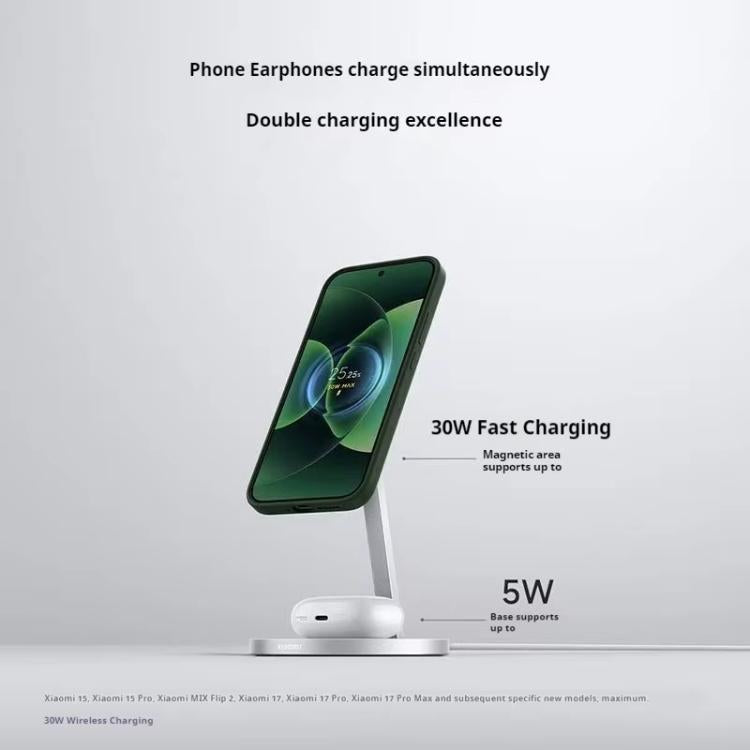 Original Xiaomi 30W 2 in 1 Magnetic Wireless Charger for Mobile Phones and Earphones