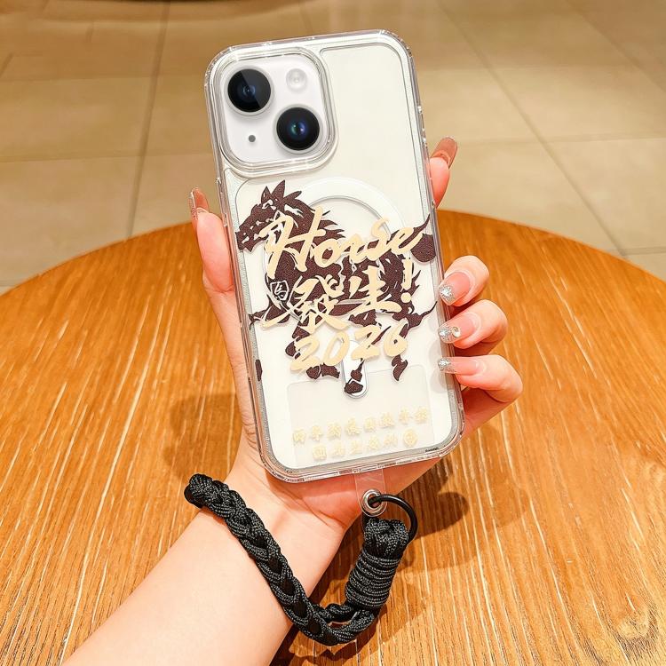 Horse Year Acrylic Magnetic Full Coverage Phone Case with Lanyard, For iPhone 13, For iPhone 12, For iPhone 12 Pro Max, For iPhone 12 Pro