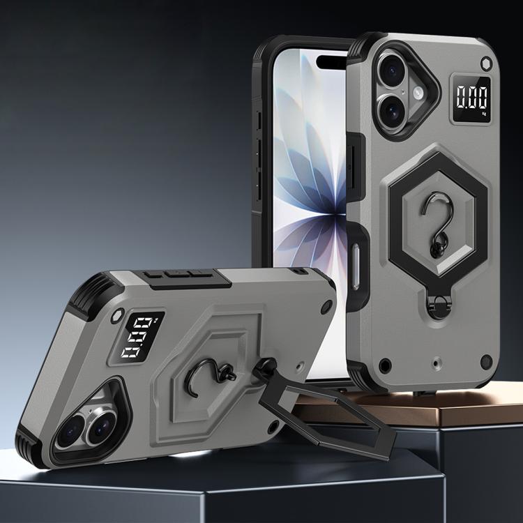 Hexagon Armor Magnetic Holder Weighing Scale Phone Case, For iPhone 17 Pro Max, For iPhone 17 Pro, For iPhone 17, For iPhone Air, For iPhone 16 Pro Max, For iPhone 16 Pro