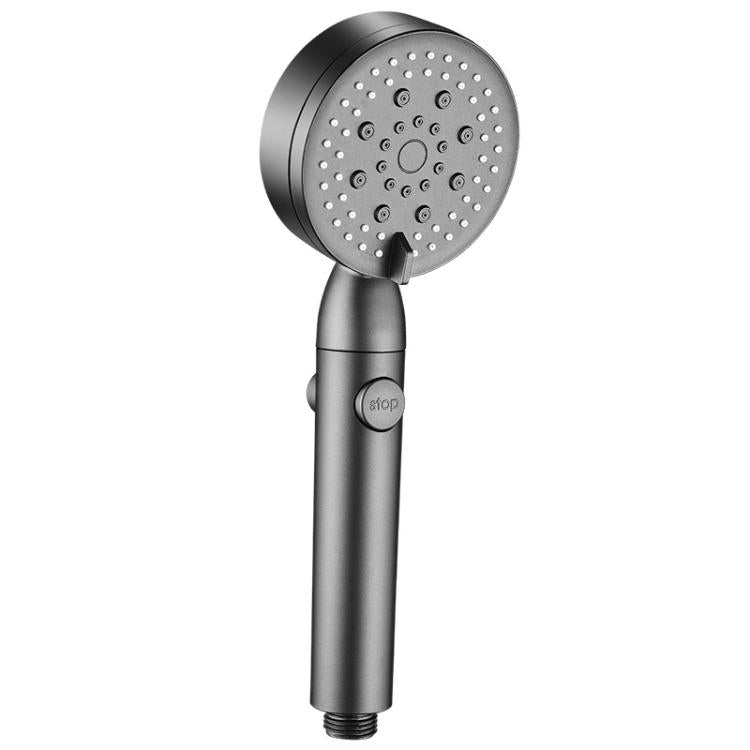 Portable 5-Setting Adjustable Pressurized Shower Head with One Button Water Stop Switch