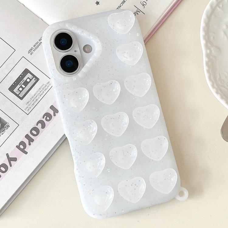Love Heart Suction Cup Translucent Glitter Phone Case, For iPhone 17 Pro Max, For iPhone 17 Pro, For iPhone 17, For iPhone Air, For iPhone 16 Pro Max, For iPhone 16 Pro, For iPhone 16, For iPhone 15 Pro Max, For iPhone 15