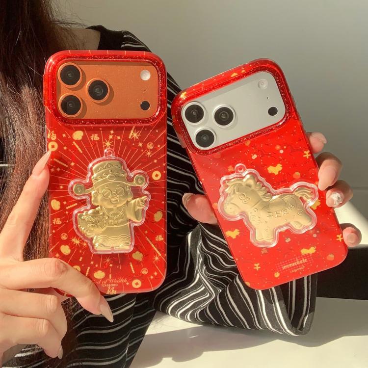 Chinese New Year Traditional Auspicious Motifs PC + TPU Phone Case, For iPhone 17 Pro Max, For iPhone 17 Pro