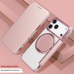 Ultra-thin Rotation Holder Magnetic Plating Vegan Leather Phone Case, For iPhone 18 Pro / 17 Pro, For iPhone 18 Pro Max / 17 Pro Max, For iPhone 17e / 16e, For iPhone 17, For iPhone Air, For iPhone 16 Pro Max