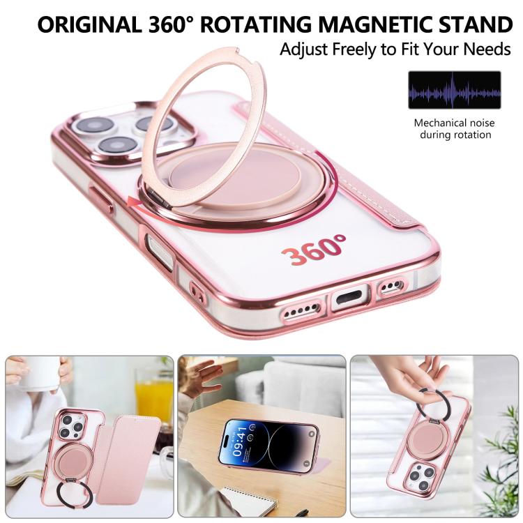 Ultra-thin Rotation Holder Magnetic Plating Vegan Leather Phone Case, For iPhone 16 Pro, For iPhone 16 Plus, For iPhone 16, For iPhone 15 Pro Max, For iPhone 15 Pro, For iPhone 15 Plus / 14 Plus