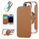Ultra-thin Rotation Holder Magnetic Plating Vegan Leather Phone Case, For iPhone 16 Pro, For iPhone 16 Plus, For iPhone 16, For iPhone 15 Pro Max, For iPhone 15 Pro, For iPhone 15 Plus / 14 Plus