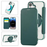 Ultra-thin Rotation Holder Magnetic Plating Vegan Leather Phone Case, For iPhone 16 Pro, For iPhone 16 Plus, For iPhone 16, For iPhone 15 Pro Max, For iPhone 15 Pro, For iPhone 15 Plus / 14 Plus