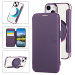 Ultra-thin Rotation Holder Magnetic Plating Vegan Leather Phone Case, For iPhone 15, For iPhone 14 / 13, For iPhone 14 Pro, For iPhone 14 Pro Max, For iPhone 13 Pro Max, For iPhone 13 Pro