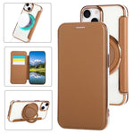 Ultra-thin Rotation Holder Magnetic Plating Vegan Leather Phone Case, For iPhone 15, For iPhone 14 / 13, For iPhone 14 Pro, For iPhone 14 Pro Max, For iPhone 13 Pro Max, For iPhone 13 Pro