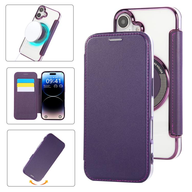 Ultra-thin Magnetic Plating Vegan Leather Phone Case, For iPhone 17 Pro Max, For iPhone 17 Pro, For iPhone 17, For iPhone Air, For iPhone 16e, For iPhone 16 Pro Max