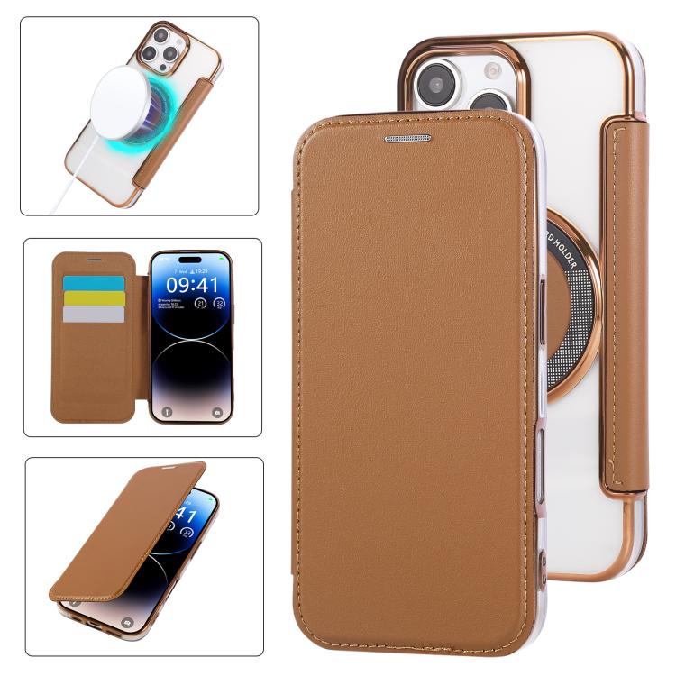 Ultra-thin Magnetic Plating Vegan Leather Phone Case, For iPhone 17 Pro Max, For iPhone 17 Pro, For iPhone 17, For iPhone Air, For iPhone 16e, For iPhone 16 Pro Max