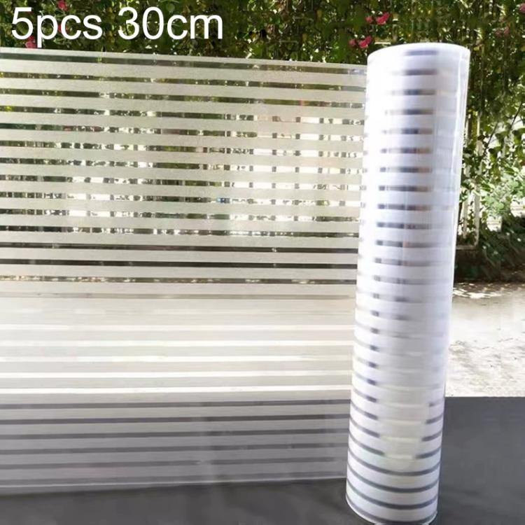 5pcs/Pack Static Electricity Anti-Collision Striped Frosted Privacy Glass Sticker, Small Stripes 30cm x 1m, Small Stripes 40cm x 1m, Small Stripes 50cm x 1m, Large Stripes 30cm x 1m, Large Stripes 40cm x 1m, Large Stripes 50cm x 1m                     ...
