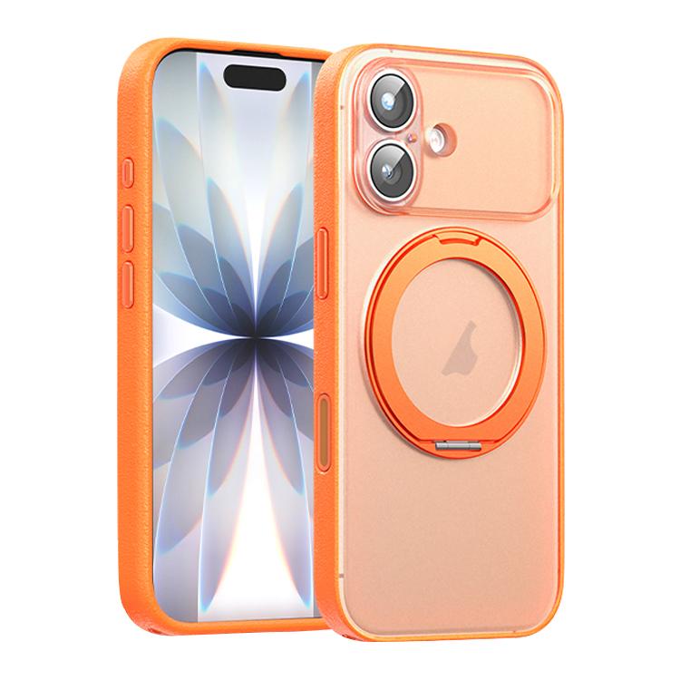 غطاء هاتف مغناطيسي من الجلد النباتي مع حامل دوار 360 درجة، لهواتف iPhone 17 Pro Max، iPhone 17 Pro، iPhone 17